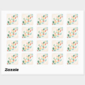 Soft Pastel Abstract Falling Leaves Quadratischer Aufkleber (Blatt)