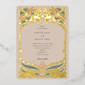 Soft Pastel Art Nouveau Dragonfly Hochzeit Folieneinladung (Vorderseite)