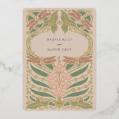 Soft Pastel Art Nouveau Dragonfly Hochzeit Folieneinladung (Rückseite)