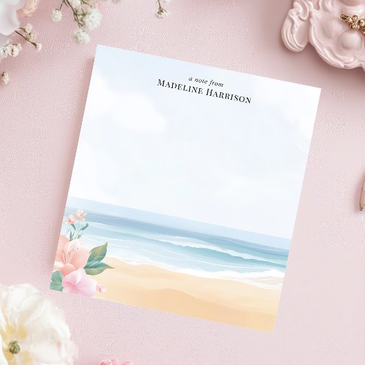 Soft Pastel Beach Ocean Personalisiert Name Notizblock