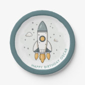 Soft Pastel Beige Raketenschiff Pappteller (Vorderseite)