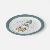 Soft Pastel Beige Raketenschiff Pappteller (Schrägansicht)