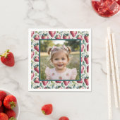 Soft Pastel Berry Sweet Strawberry Birthday Photo Serviette (Beispiel)