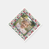 Soft Pastel Berry Sweet Strawberry Birthday Photo Serviette (Ecke)