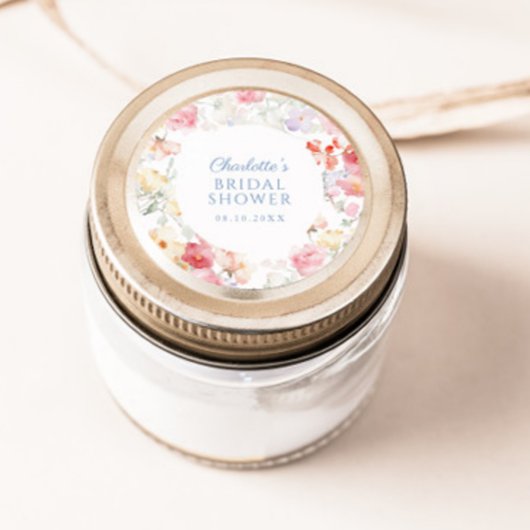 Soft Pastel Bloom Bridal Shower  Runder Aufkleber