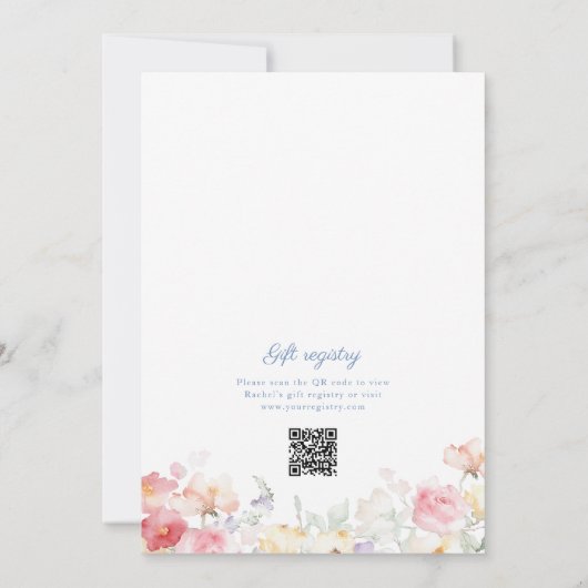 Soft Pastel Bloom QR Brautparty Einladung (Rückseite)