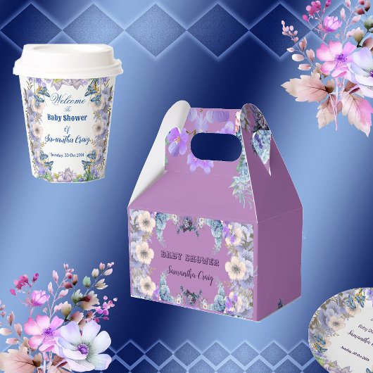 Soft Pastel Blue Blooms Lila Lilac Baby Dusche Geschenkschachtel