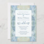 Soft Pastel Blue Bohohemian Wedite QR Code Einladung (Vorderseite)