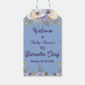 Soft Pastel Blue Flowers Lilac Floral Baby Dusche Geschenkanhänger (Vorderseite)