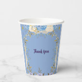 Soft Pastel Blue Flowers Lilac Floral Baby Dusche Pappbecher (Rückseite)