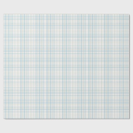 Soft Pastel Blue Linen Plaid Geschenkpapier (Flach)