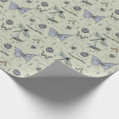 Soft Pastel Blue & Sage Boho Baby Bugs Kids Baby Geschenkpapier (Ecke)