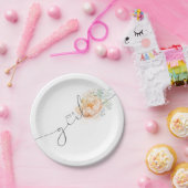 Soft Pastel Blume Elegantes Script Babydusche Pappteller (Party)