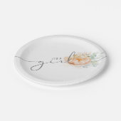 Soft Pastel Blume Elegantes Script Babydusche Pappteller (Schrägansicht)