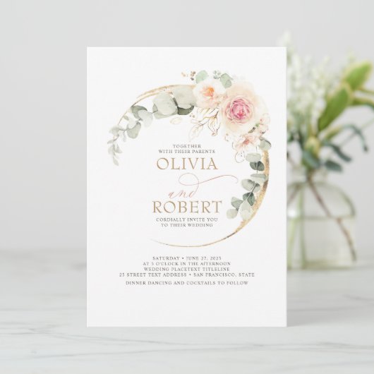Soft Pastel Blume Romantic Boho Wedding Einladung (Stehend Vorderseite)