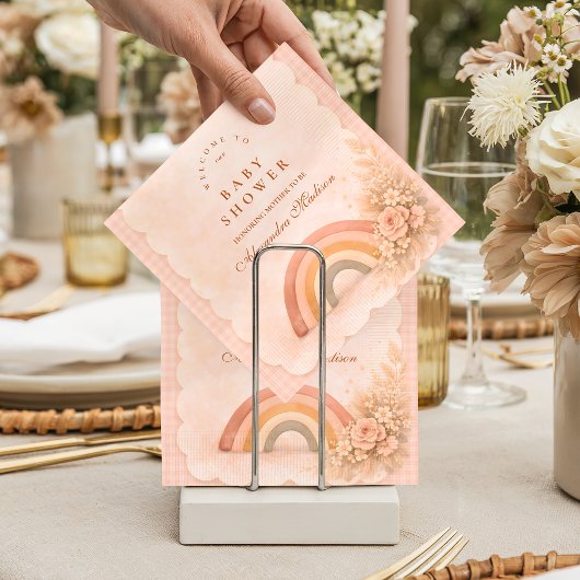 Soft Pastel Boho Rainbow Baby Shower Serviette