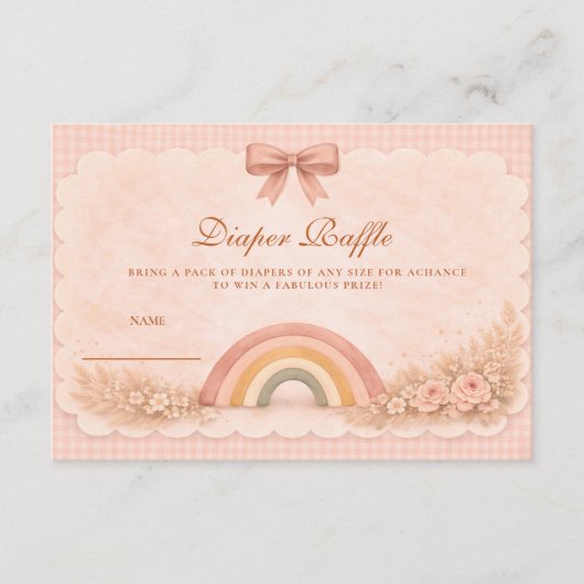 Soft Pastel Boho Rainbow Diapper Raffle Begleitkarte (Vorderseite)