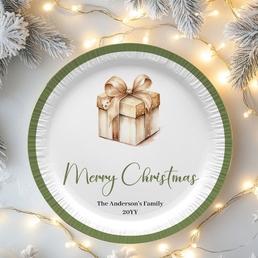 Soft Pastel Christmas Custom Family Name Party Pappteller