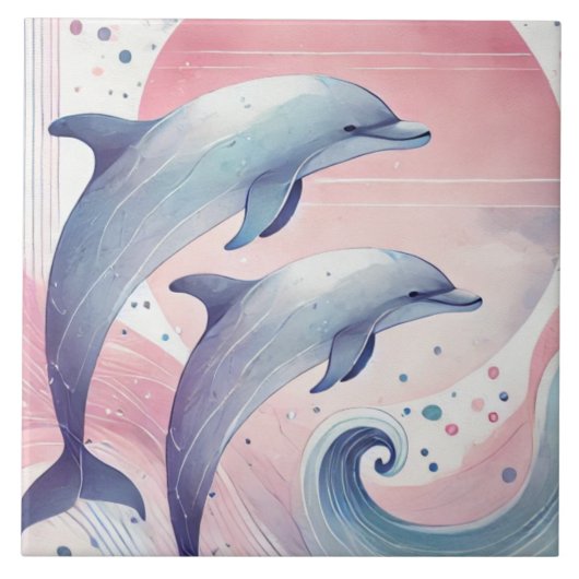 soft pastel dolphins fliese (Vorderseite)