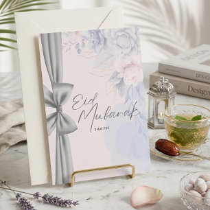Soft Pastel Eid Mubarak Grußkarte Elegante Blumen Einladung