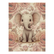 Soft Pastel Elephant And Floral