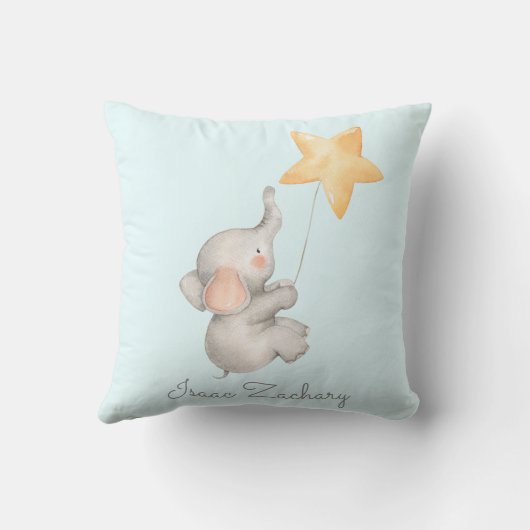 Soft Pastel Elephant Baby Boy Kinderzimmer Dekorat Kissen (Rückseite)