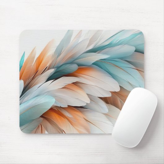Soft Pastel Feathers Mousepad (Mit Mouse)