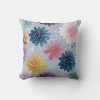 Soft Pastel Floral Burst Throw Pillow Kissen
