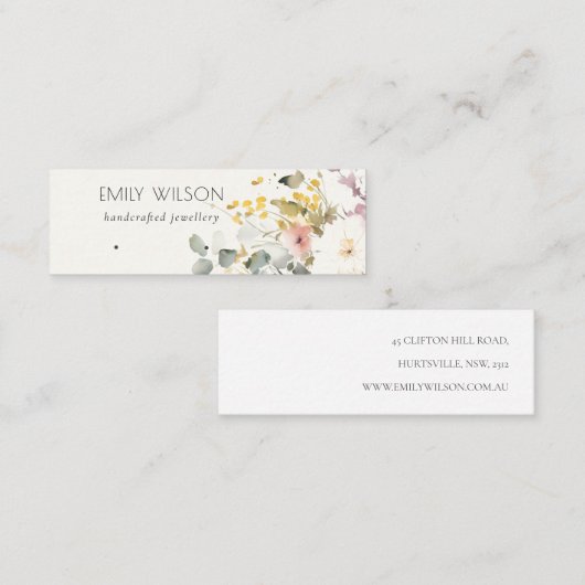 Soft Pastel Floral Earring Hoop Loop Stud Display Mini Visitenkarte (Vorne/Hinten)