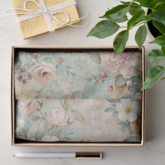 Soft Pastel Floral Pattern with Peonies Seidenpapier (Geschenk)