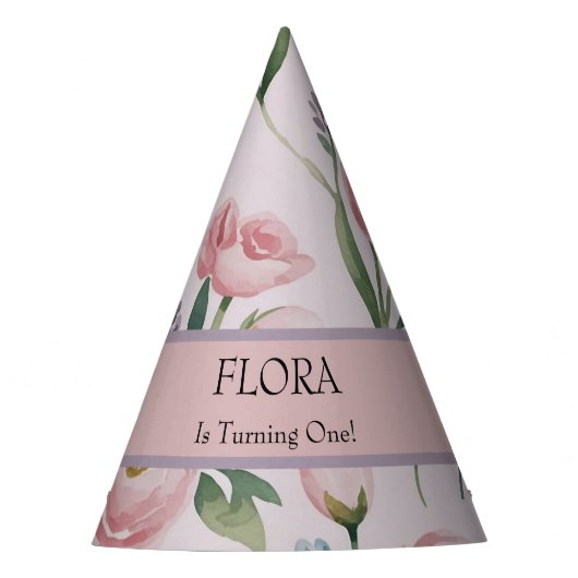 Soft Pastel Floral Personalized Birthday Partyhütchen (Vorderseite)