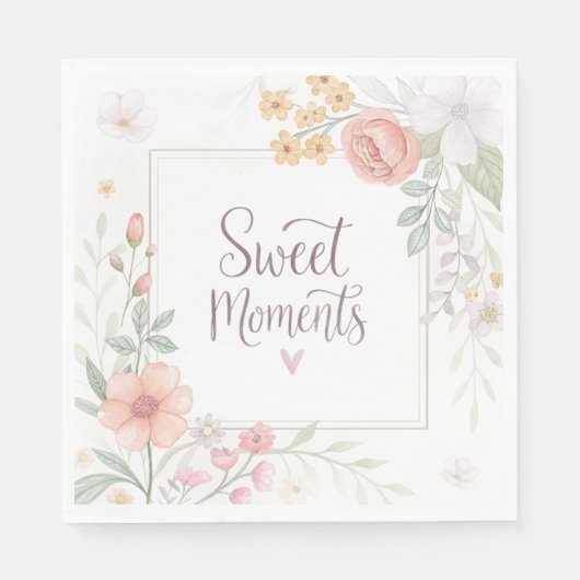 Soft Pastel Floral “Sweet Moments” Spring Design Serviette (Vorderseite)