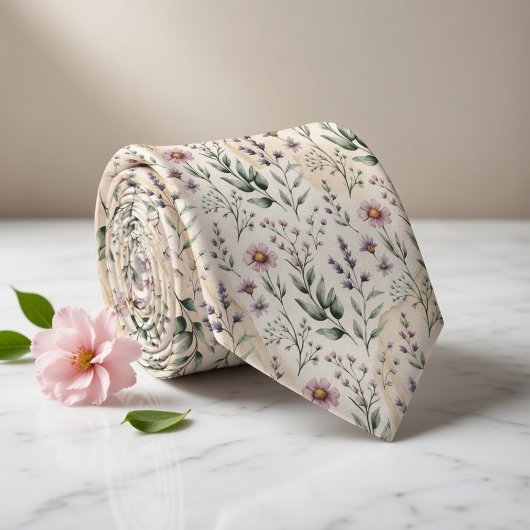 Soft Pastel Floral Watercolor Krawatte