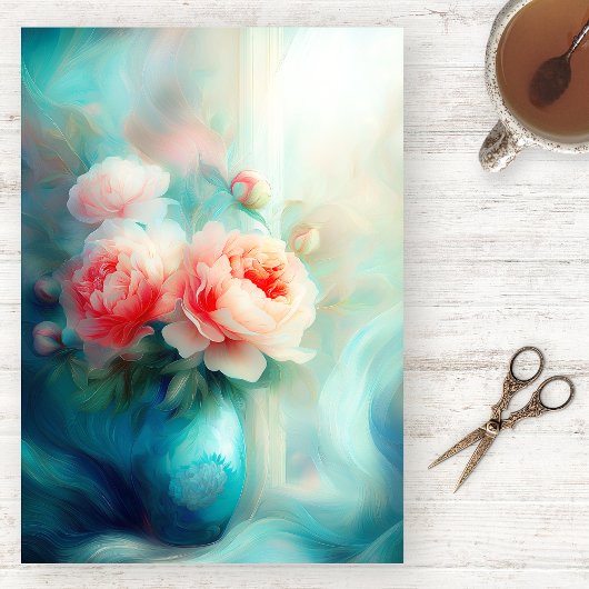 Soft Pastel Floral Watercolor Tissue Paper Seidenpapier