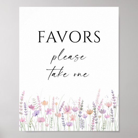 Soft Pastel Floral Wildflower Wedding Favors Sign Poster (Vorne)