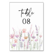 Soft Pastel Floral Wildflower Wedding Tischnummer (Rückseite)