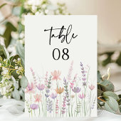 Soft Pastel Floral Wildflower Wedding Tischnummer