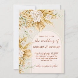 Soft Pastel Flowers Pampas Grass Boho Wedding  Einladung