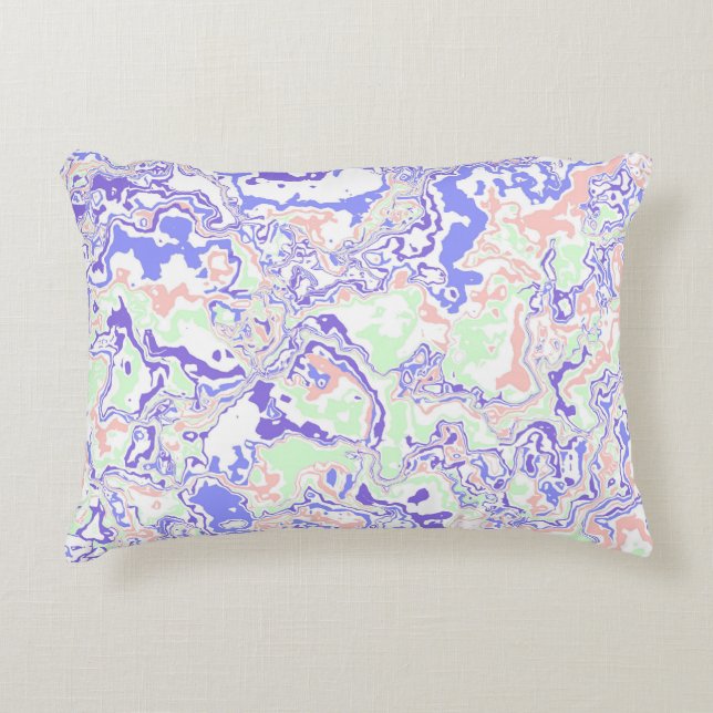 Soft Pastel Funky Boho Retro Abstrakter Marmor Dekokissen (Vorderseite)