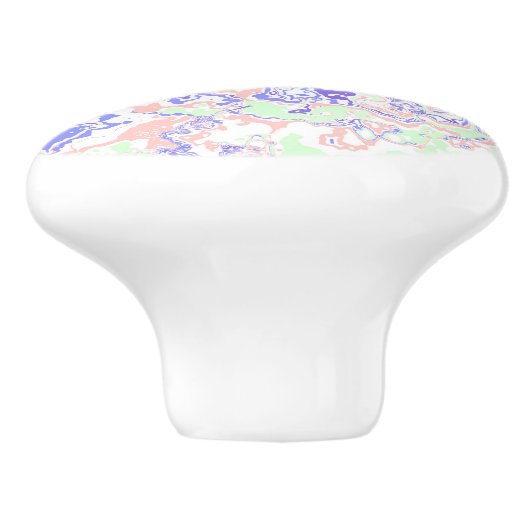 Soft Pastel Funky Boho Retro Abstrakter Marmor Keramikknauf (Seitenansicht)