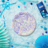Soft Pastel Funky Boho Retro Abstrakter Marmor Pappteller (Party)