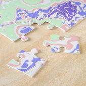 Soft Pastel Funky Boho Retro Abstrakter Marmor Puzzle (Seite)