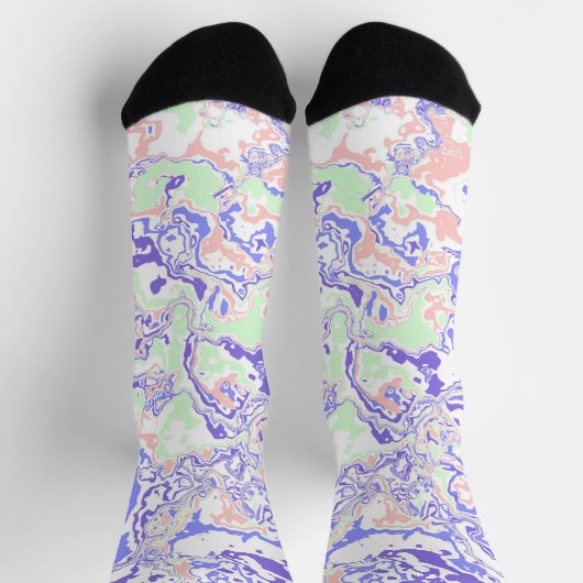 Soft Pastel Funky Boho Retro Abstrakter Marmor Socken (Oben)