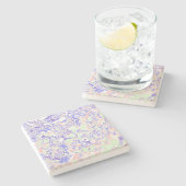Soft Pastel Funky Boho Retro Abstrakter Marmor Steinuntersetzer (Seitenansicht)