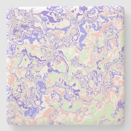 Soft Pastel Funky Boho Retro Abstrakter Marmor Steinuntersetzer (Vorderseite)