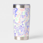 Soft Pastel Funky Boho Retro Abstrakter Marmor Thermobecher (Rückseite)