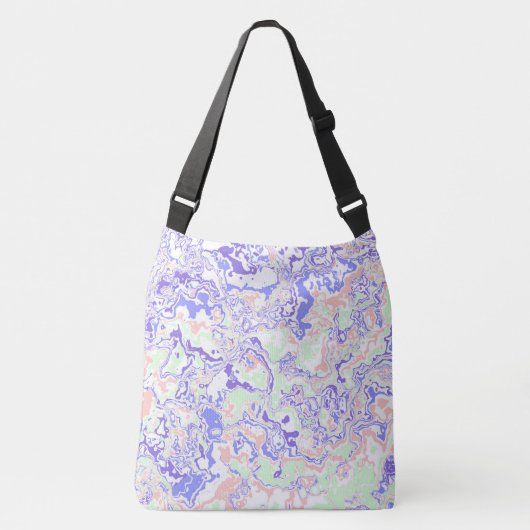 Soft Pastel Funky Boho Retro Abstrakter Marmor Tragetaschen Mit Langen Trägern (Vorderseite)