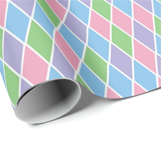 Soft Pastel Geometric Harlequin Geschenkpapier (Rolleneckpunkt)