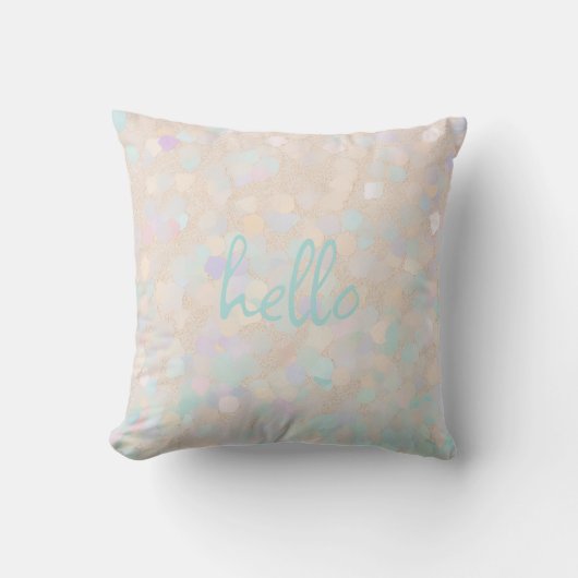 Soft Pastel Glitzer "hello" Personalisiert Kissen (Vorderseite)
