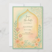 Soft Pastel Gold Floral Arch Save the Date Hochzei Einladung (Vorderseite)
